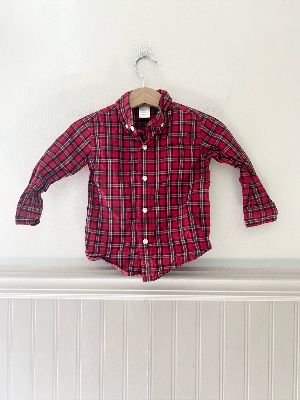 Janie and Jack 12-18 Months Cotton Red Plaid Button-Down Shirt